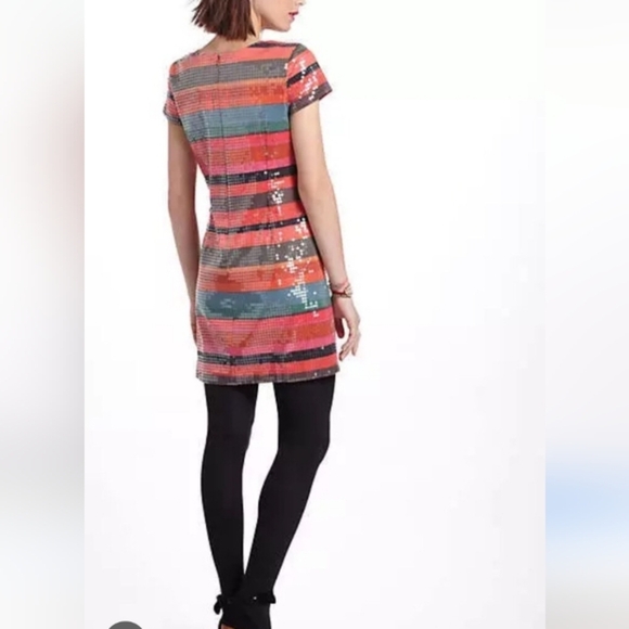 Anthropologie Corey Lynn Calter Sequin Striped Glinted Sunset Shift Dress size 2 - Picture 2 of 7